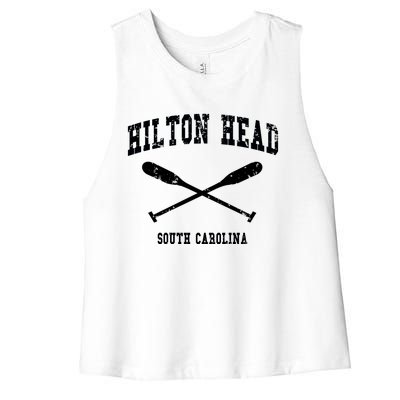 Hilton Head Island South Carolina Vintage Nautical Crossed O Funny Gift Women's Racerback Cropped Tank