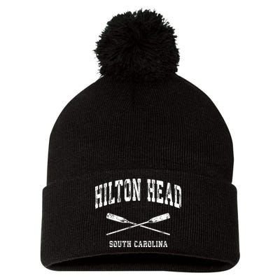 Hilton Head Island South Carolina Vintage Nautical Crossed O Funny Gift Pom Pom 12in Knit Beanie