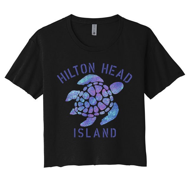 Hilton Head Island Sc Beach Design / Souvenir Illustration Gift Women's Crop Top Tee