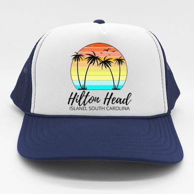 Hilton Head Island Retro Vintage Sunset South Carolina Trucker Hat