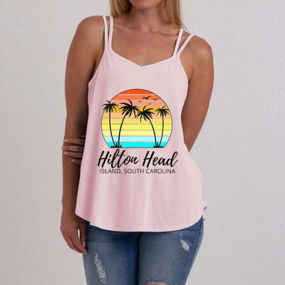 Hilton Head Island Retro Vintage Sunset South Carolina Women's Strappy Tank