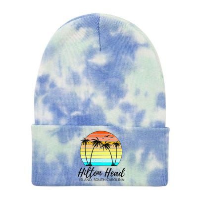 Hilton Head Island Retro Vintage Sunset South Carolina Tie Dye 12in Knit Beanie