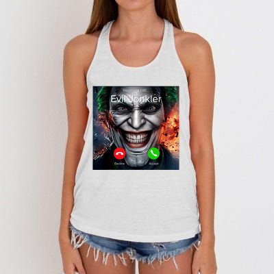 Humor Horror Incoming Call From Evil Jonkler Halloween Women's Knotted Racerback Tank