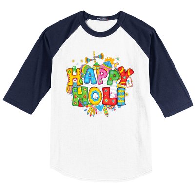 Happy Holi Indian Celebration Colors India Hindu Baseball Sleeve Shirt