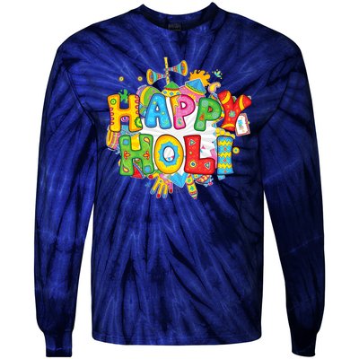 Happy Holi Indian Celebration Colors India Hindu Tie-Dye Long Sleeve Shirt