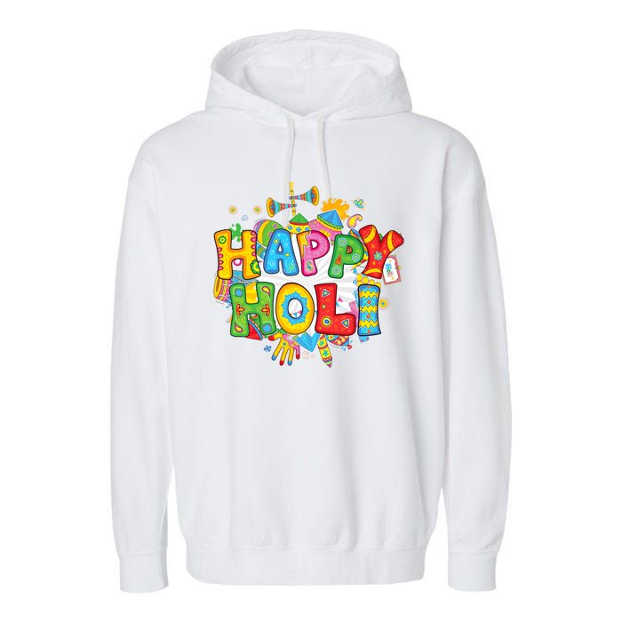 Happy Holi Indian Celebration Colors India Hindu Garment-Dyed Fleece Hoodie