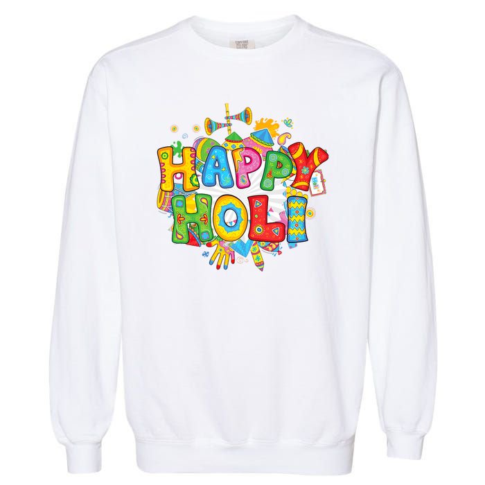 Happy Holi Indian Celebration Colors India Hindu Garment-Dyed Sweatshirt