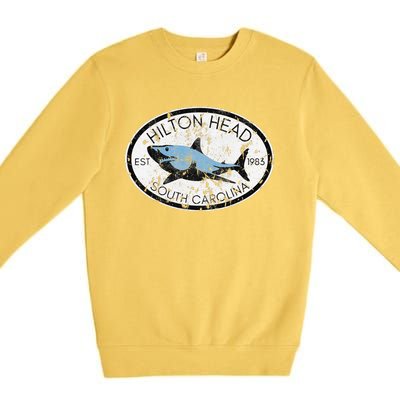 Hilton Head Island South Carolina Fishing Shark Fish Beach Premium Crewneck Sweatshirt