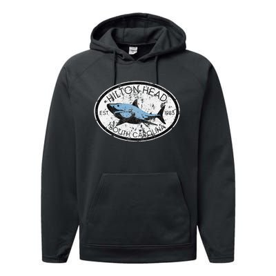 Hilton Head Island South Carolina Fishing Shark Fish Beach Performance Fleece Hoodie