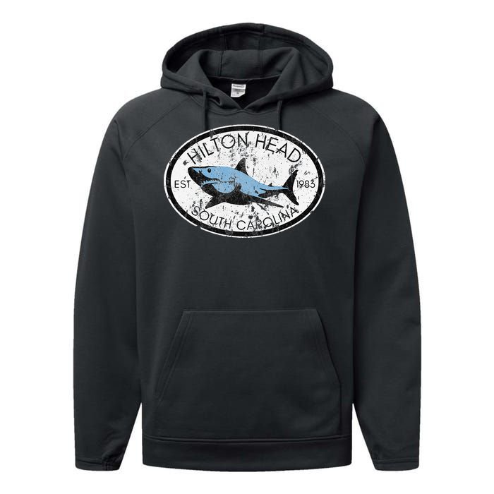 Hilton Head Island South Carolina Fishing Shark Fish Beach Performance Fleece Hoodie