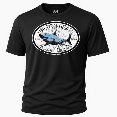 Hilton Head Island South Carolina Fishing Shark Fish Beach Cooling Performance Crew T-Shirt