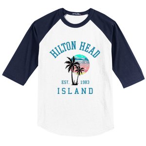 Hilton Head Island South Carolina Beach Palm Trees Summer Baseball Sleeve Shirt