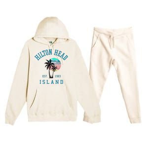 Hilton Head Island South Carolina Beach Palm Trees Summer Premium Hooded Sweatsuit Set