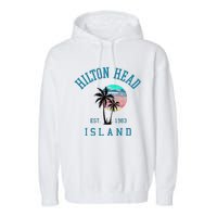 Hilton Head Island South Carolina Beach Palm Trees Summer Garment-Dyed Fleece Hoodie