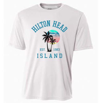 Hilton Head Island South Carolina Beach Palm Trees Summer Cooling Performance Crew T-Shirt