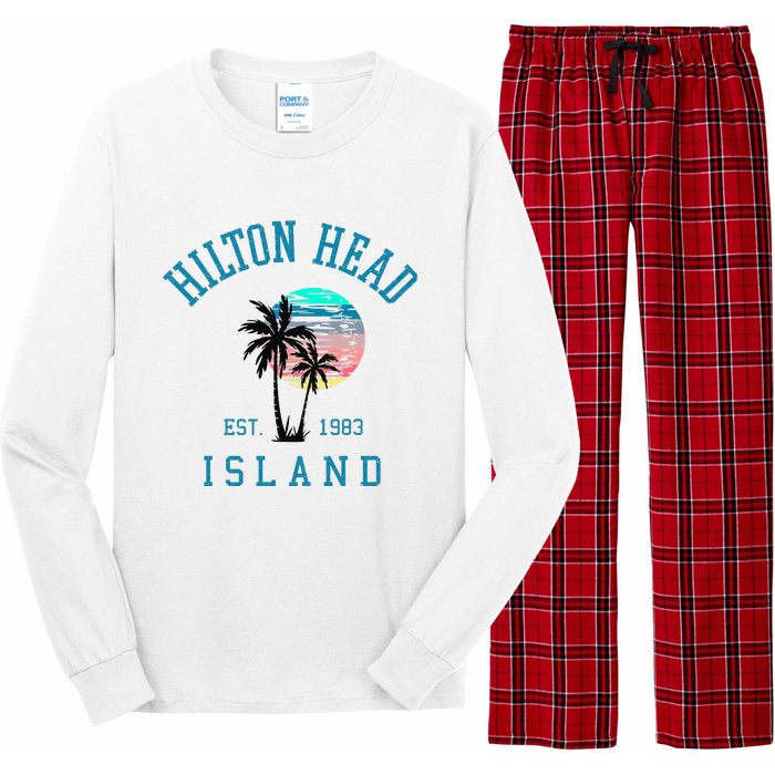 Hilton Head Island South Carolina Beach Palm Trees Summer Long Sleeve Pajama Set