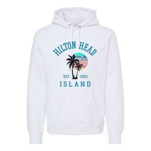 Hilton Head Island South Carolina Beach Palm Trees Summer Premium Hoodie