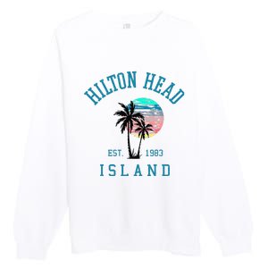 Hilton Head Island South Carolina Beach Palm Trees Summer Premium Crewneck Sweatshirt