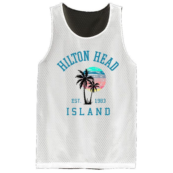 Hilton Head Island South Carolina Beach Palm Trees Summer Mesh Reversible Basketball Jersey Tank