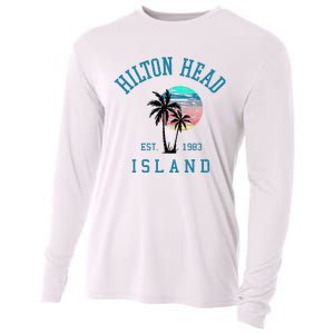 Hilton Head Island South Carolina Beach Palm Trees Summer Cooling Performance Long Sleeve Crew