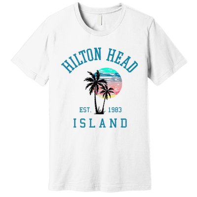 Hilton Head Island South Carolina Beach Palm Trees Summer Premium T-Shirt