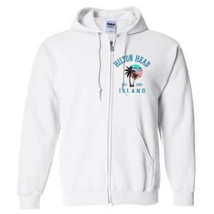 Hilton Head Island South Carolina Beach Palm Trees Summer Full Zip Hoodie