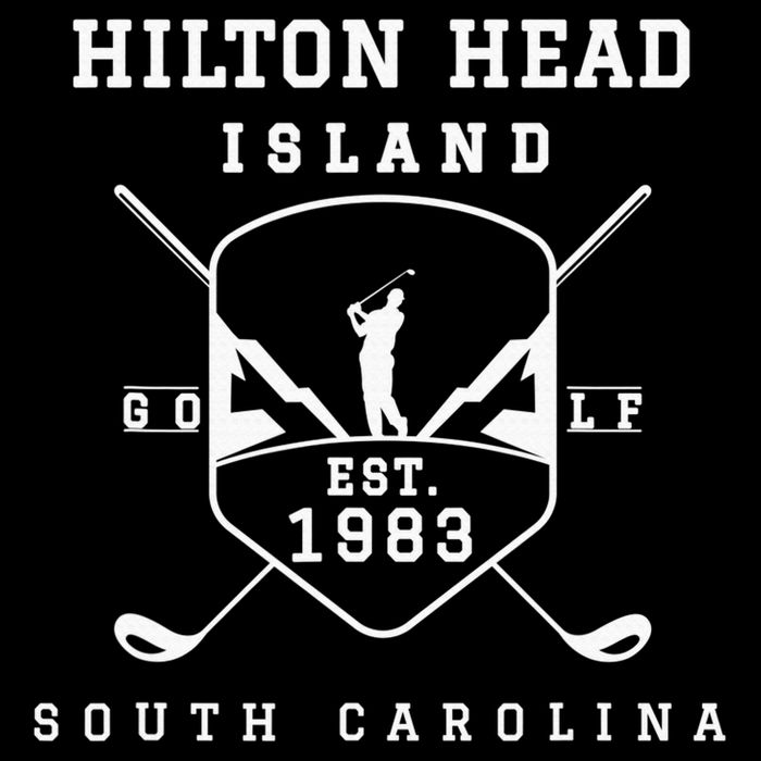 Hilton Head Island Est.1983 Golfer With Golf Club Funny Flatbill Hat