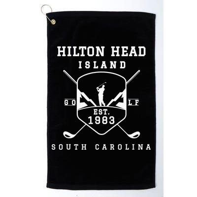 Hilton Head Island Est.1983 Golfer With Golf Club Funny Golf Towel