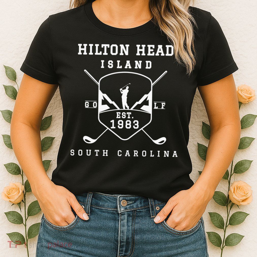 Hilton Head Island Est.1983 Golfer With Golf Club Funny Womens T-Shirt