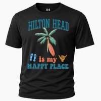 Hilton Head Island Is My Happy Place Beach Palm Trees Summer Gift Cooling Performance Crew T-Shirt