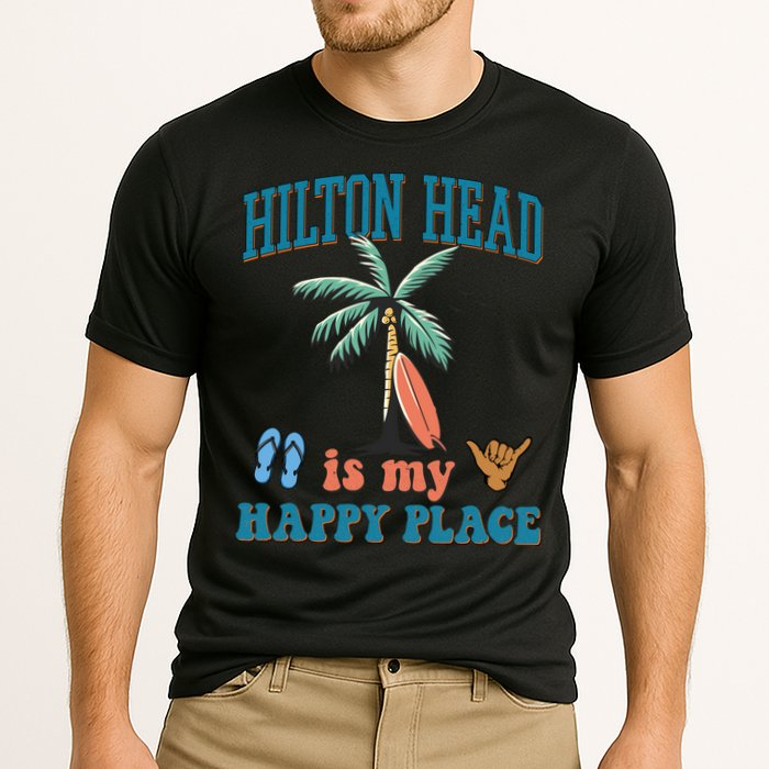 Hilton Head Island Is My Happy Place Beach Palm Trees Summer Gift Cooling Performance Crew T-Shirt