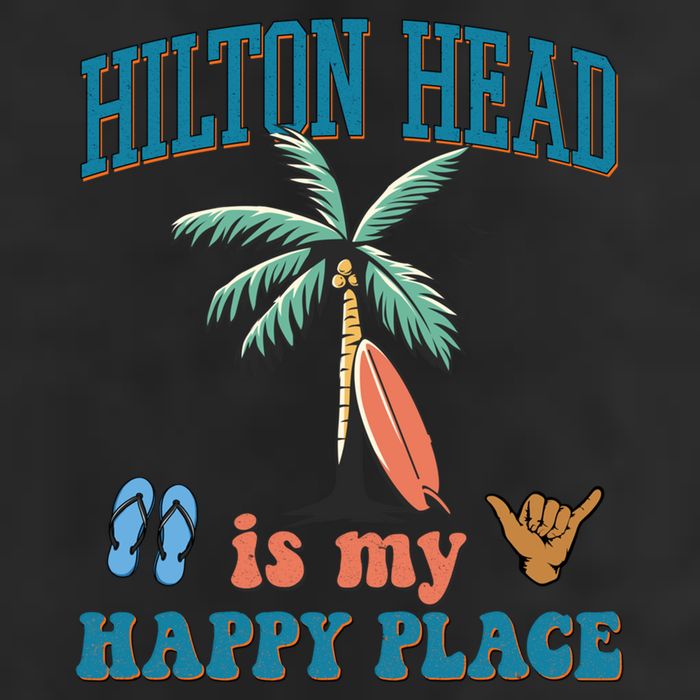 Hilton Head Island Is My Happy Place Beach Palm Trees Summer Gift 11oz C Handle Ceramic Mug