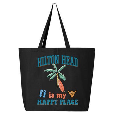 Hilton Head Island Is My Happy Place Beach Palm Trees Summer Gift 25L Jumbo Tote