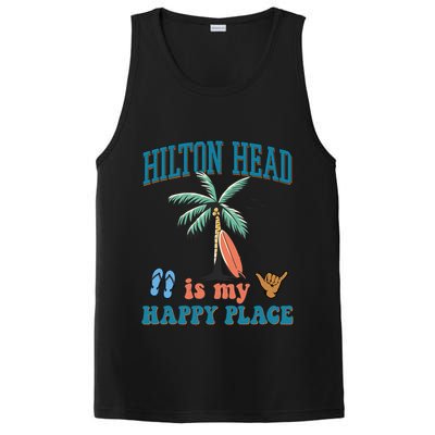 Hilton Head Island Is My Happy Place Beach Palm Trees Summer Gift PosiCharge Competitor Tank
