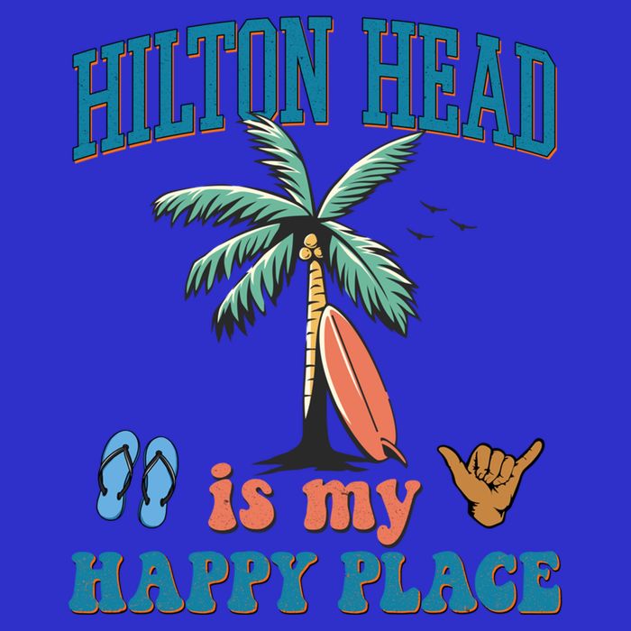 Hilton Head Island Is My Happy Place Beach Palm Trees Summer Gift Hoodie