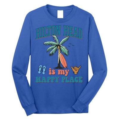 Hilton Head Island Is My Happy Place Beach Palm Trees Summer Gift Long Sleeve Shirt