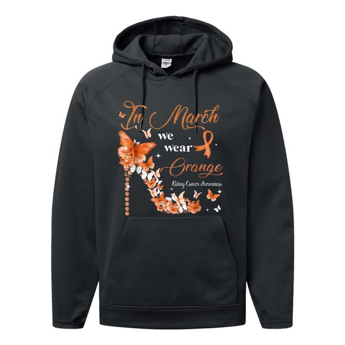 High Heel In March We Wear Orange Multiple Sclerosis Warrior Performance Fleece Hoodie