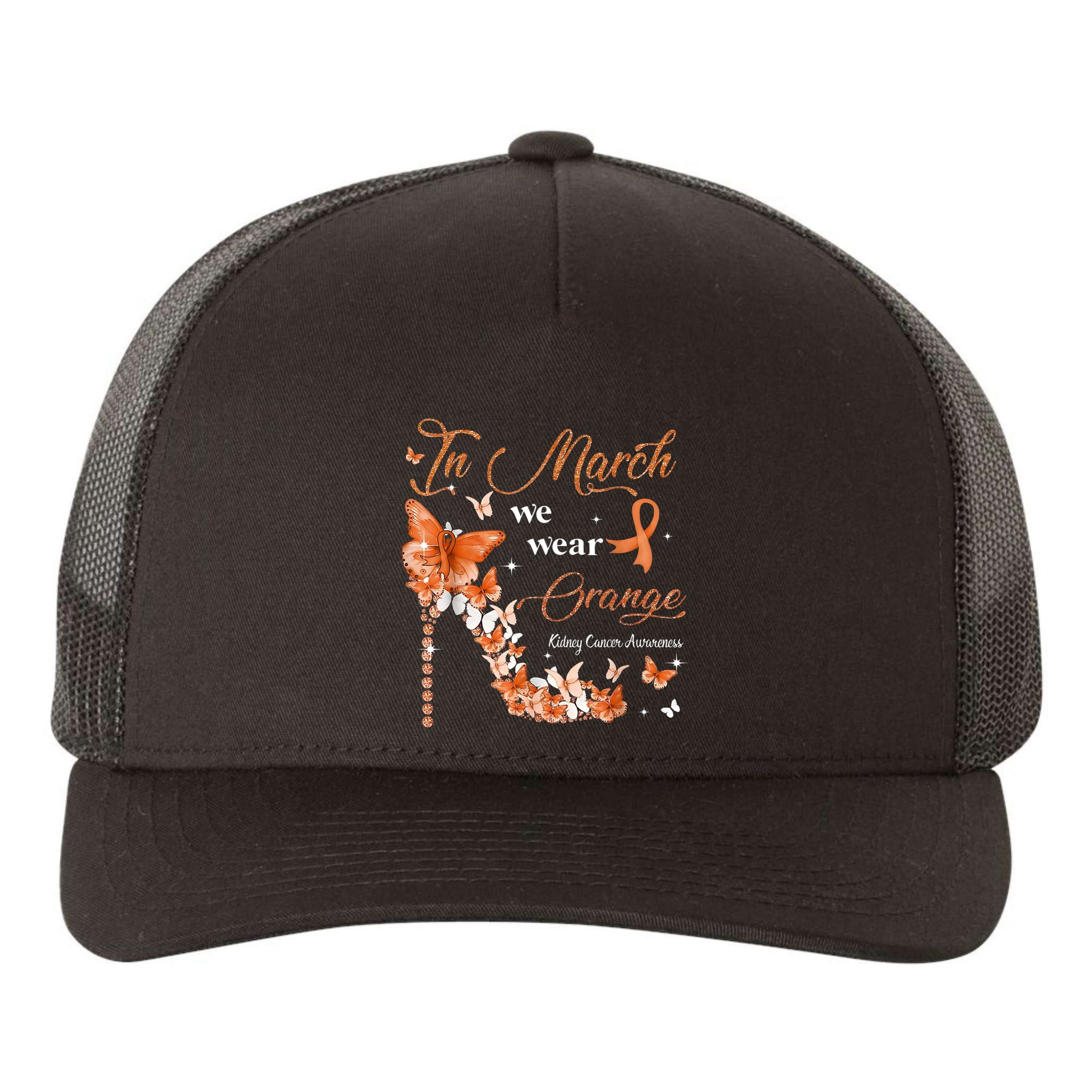 High Heel In March We Wear Orange Multiple Sclerosis Warrior Yupoong Adult 5-Panel Trucker Hat