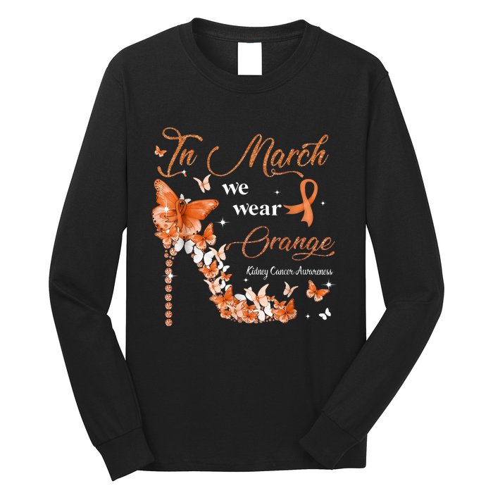 High Heel In March We Wear Orange Multiple Sclerosis Warrior Long Sleeve Shirt