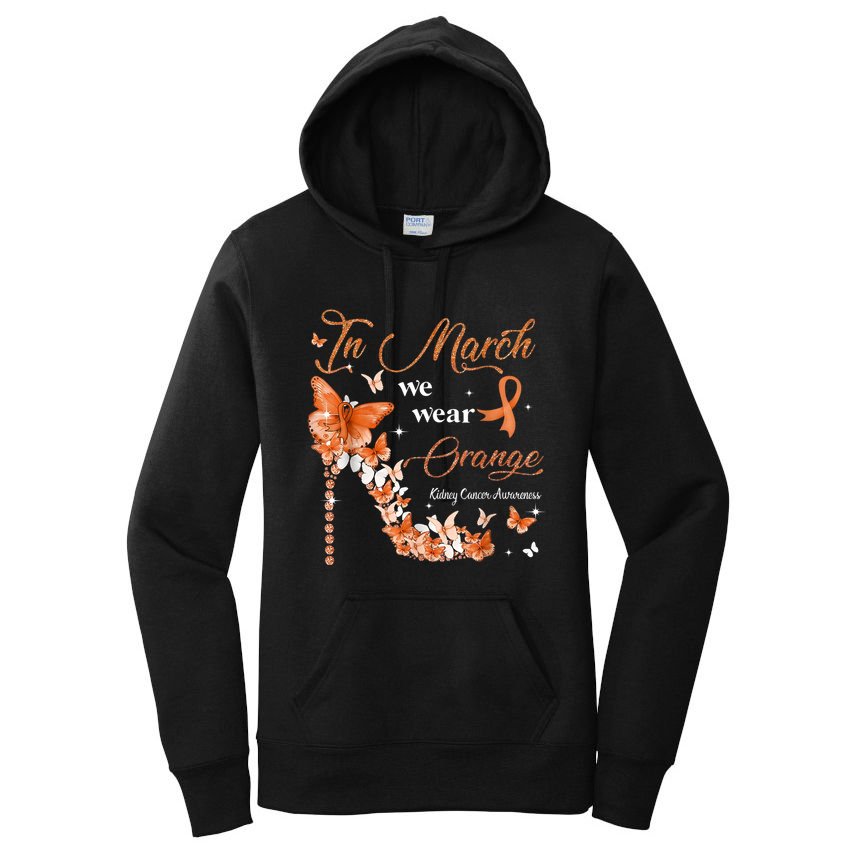 High Heel In March We Wear Orange Multiple Sclerosis Warrior Women's Pullover Hoodie