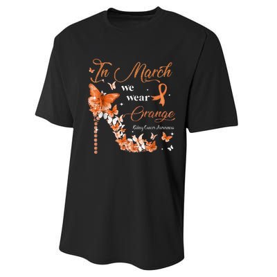 High Heel In March We Wear Orange Multiple Sclerosis Warrior Performance Sprint T-Shirt