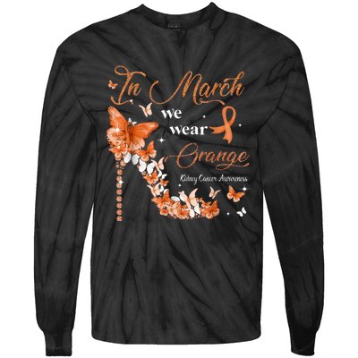 High Heel In March We Wear Orange Multiple Sclerosis Warrior Tie-Dye Long Sleeve Shirt