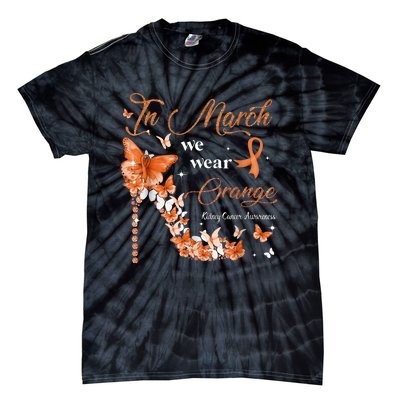 High Heel In March We Wear Orange Multiple Sclerosis Warrior Tie-Dye T-Shirt