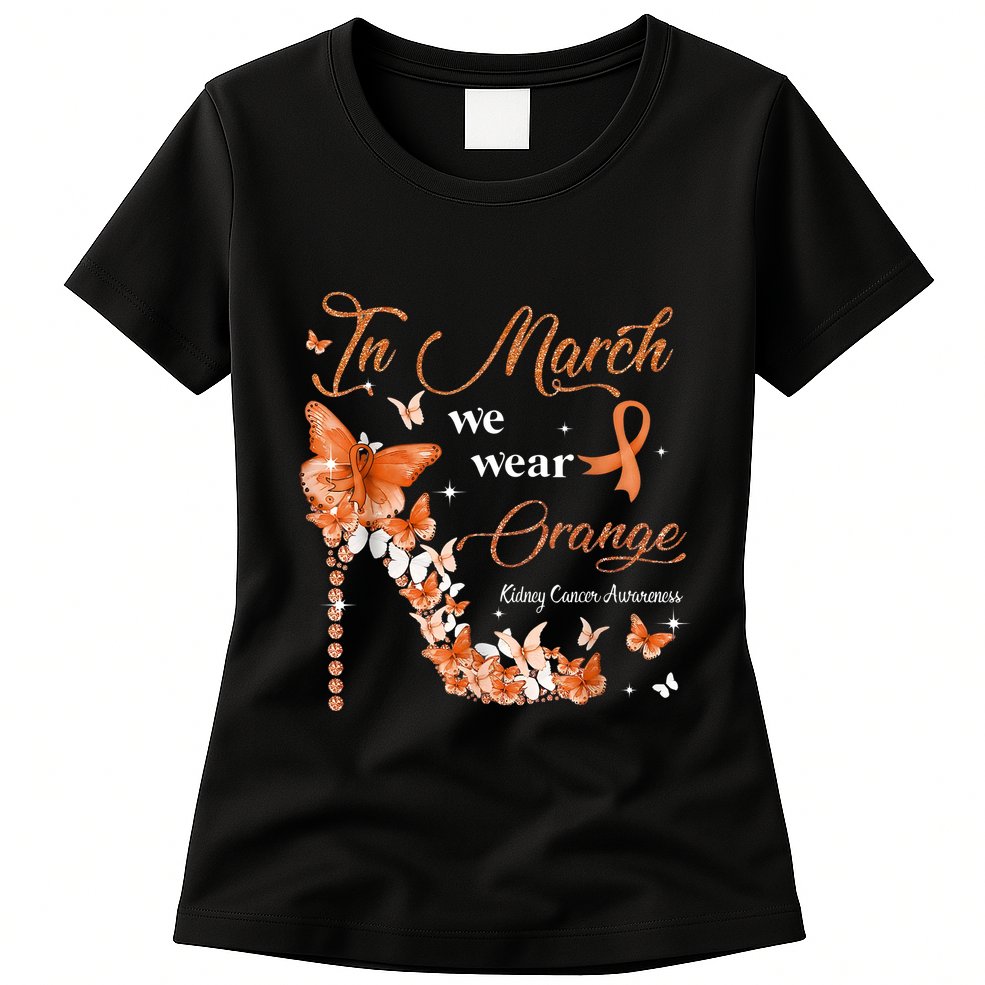 High Heel In March We Wear Orange Multiple Sclerosis Warrior Womens T-Shirt