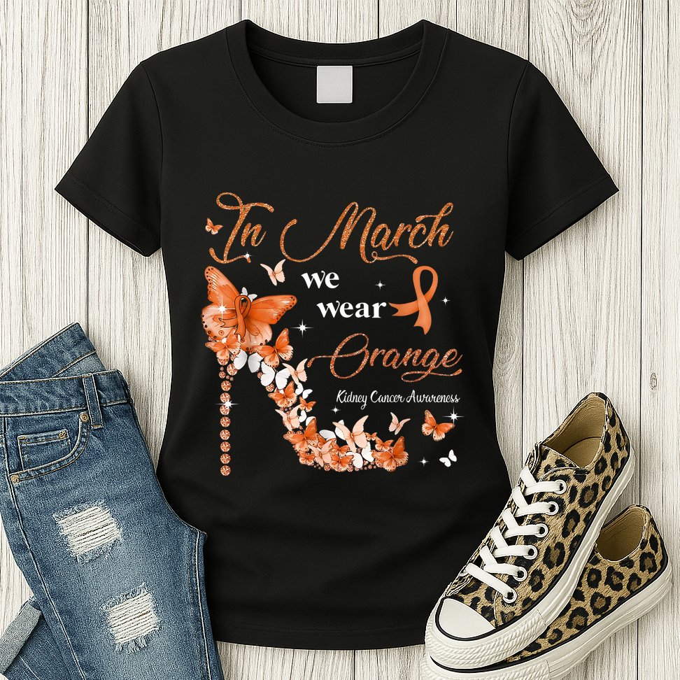 High Heel In March We Wear Orange Multiple Sclerosis Warrior Womens T-Shirt