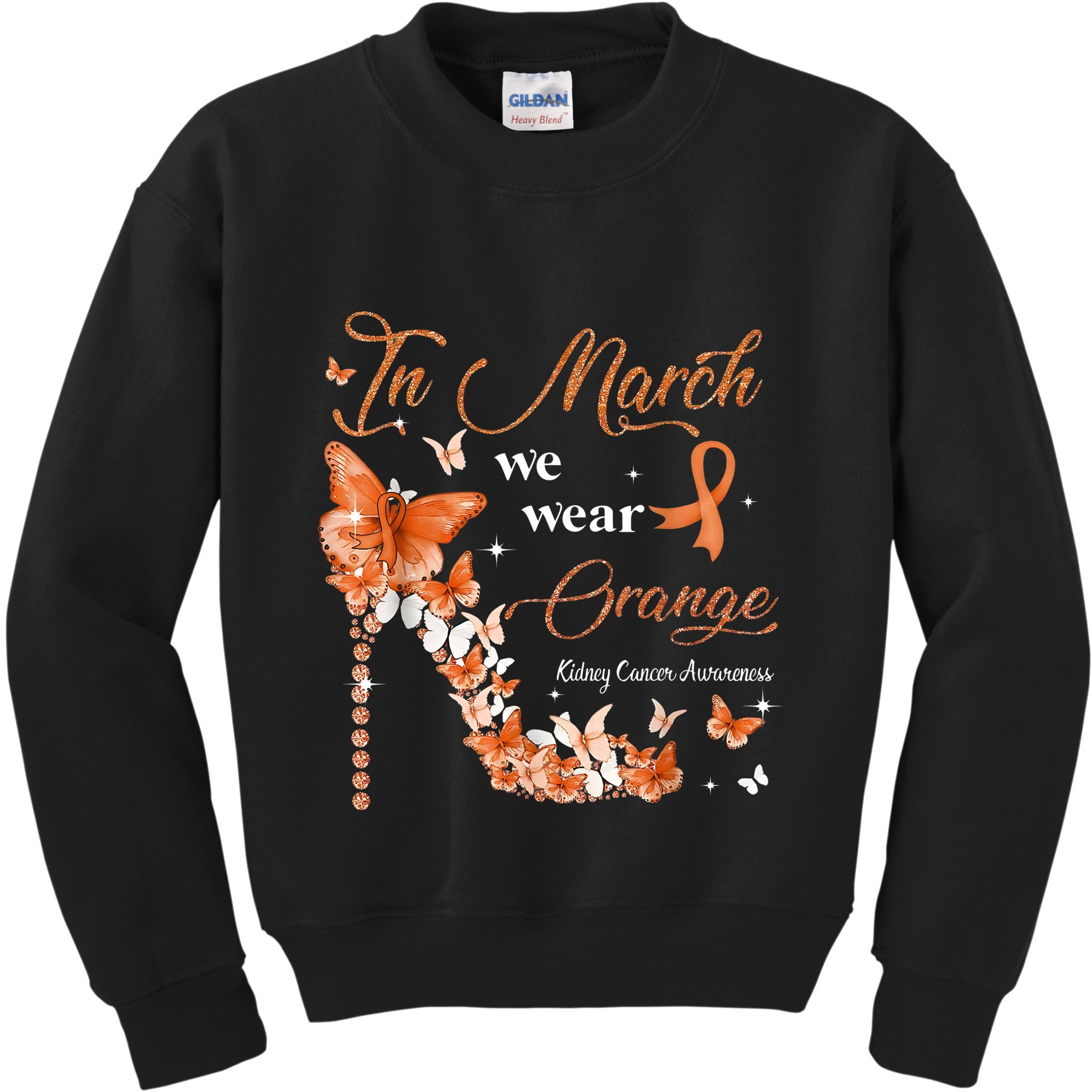 High Heel In March We Wear Orange Multiple Sclerosis Warrior Kids Sweatshirt