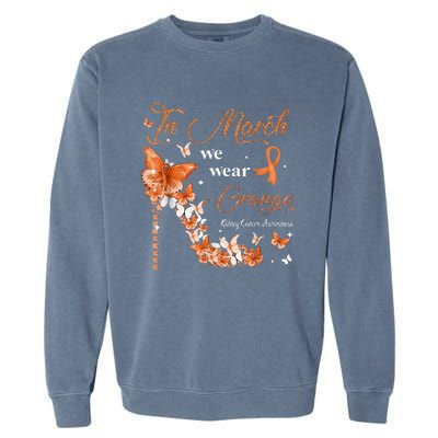 High Heel In March We Wear Orange Multiple Sclerosis Warrior Garment-Dyed Sweatshirt