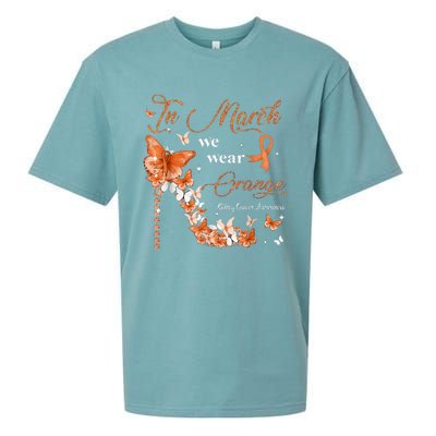 High Heel In March We Wear Orange Multiple Sclerosis Warrior Sueded Cloud Jersey T-Shirt