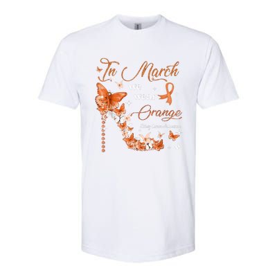 High Heel In March We Wear Orange Multiple Sclerosis Warrior Softstyle CVC T-Shirt