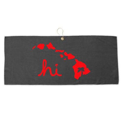 Hi Hawaiian Islands Large Microfiber Waffle Golf Towel